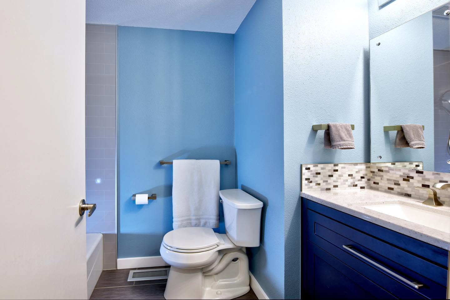 Bathroom renovation with updated tile and fixtures